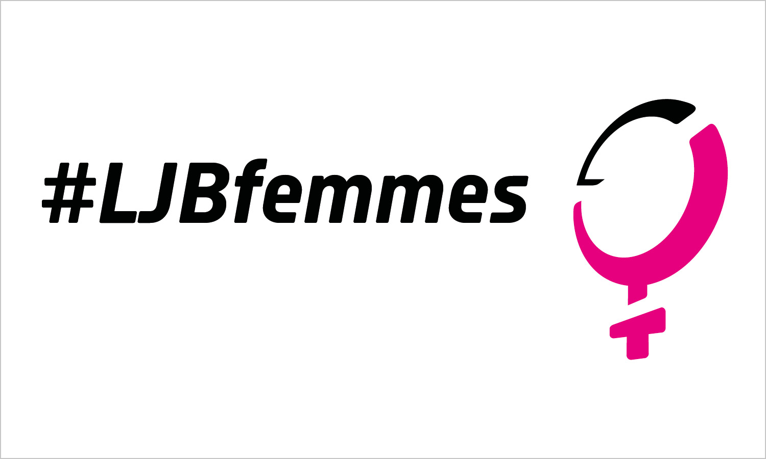 Das Logo der LJB Femmes: unten Text #LJBfemmes, darüber eine Kombination aus dem Logo von Little John Bikes und dem Symbol für weiblich