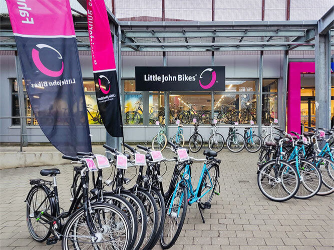 Außenansicht des Little John Bikes Fahrradgeschäfts in Dresden-Johannstadt
