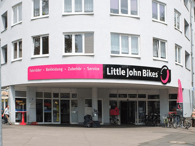 Außenansicht des Little John Bikes Fahrradgeschäfts in Leipzig-Eutritzsch
